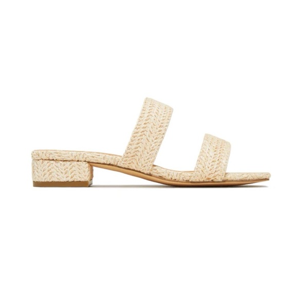 Cream Natural Slip On Double Band Sandal - Picture 4 of 7